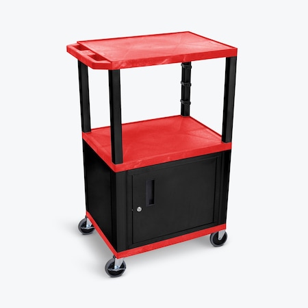 Luxor 42"H 3-Shelf Utility Cart - Cabinet Red / Black Legs WT42RC2E-B